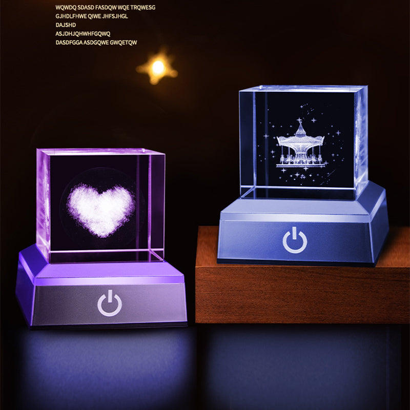 Crystal Night Light - Creative Crystal Decor Gift | Bedroom Ambient Bedside Lamp 