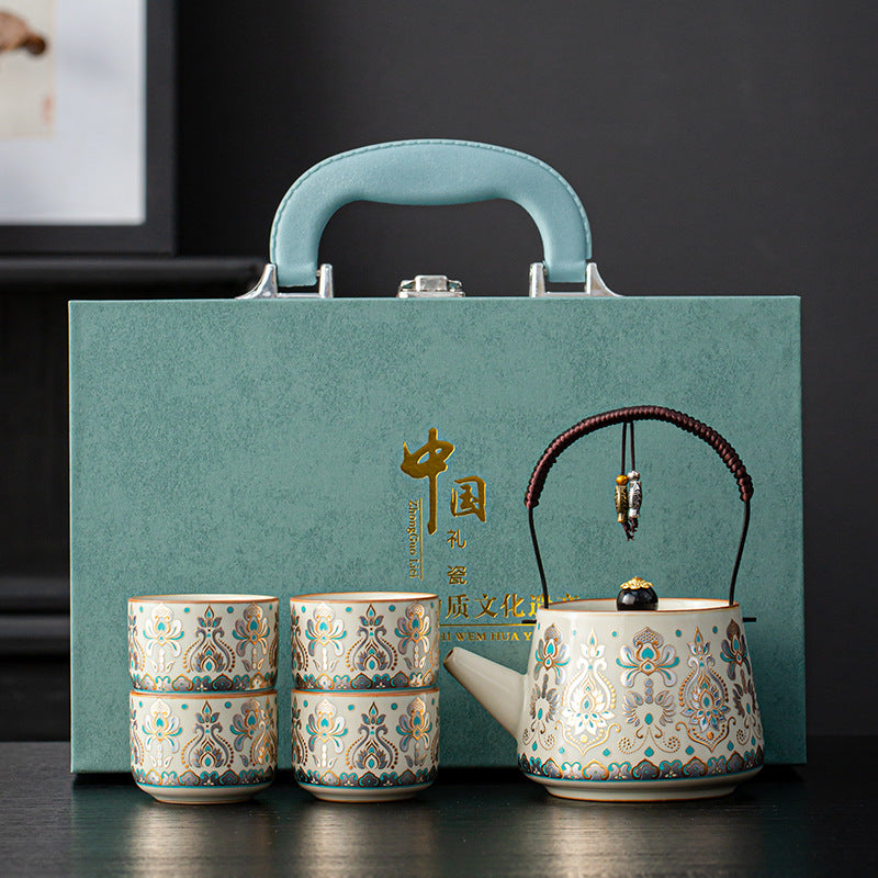 Enamelware Oriental Tea Set | Luxury Gift Box for Chinese New Year &amp; Housewarming
