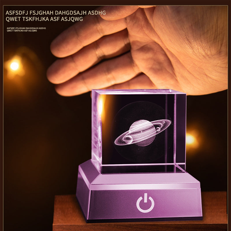 Crystal Night Light - Creative Crystal Decor Gift | Bedroom Ambient Bedside Lamp 