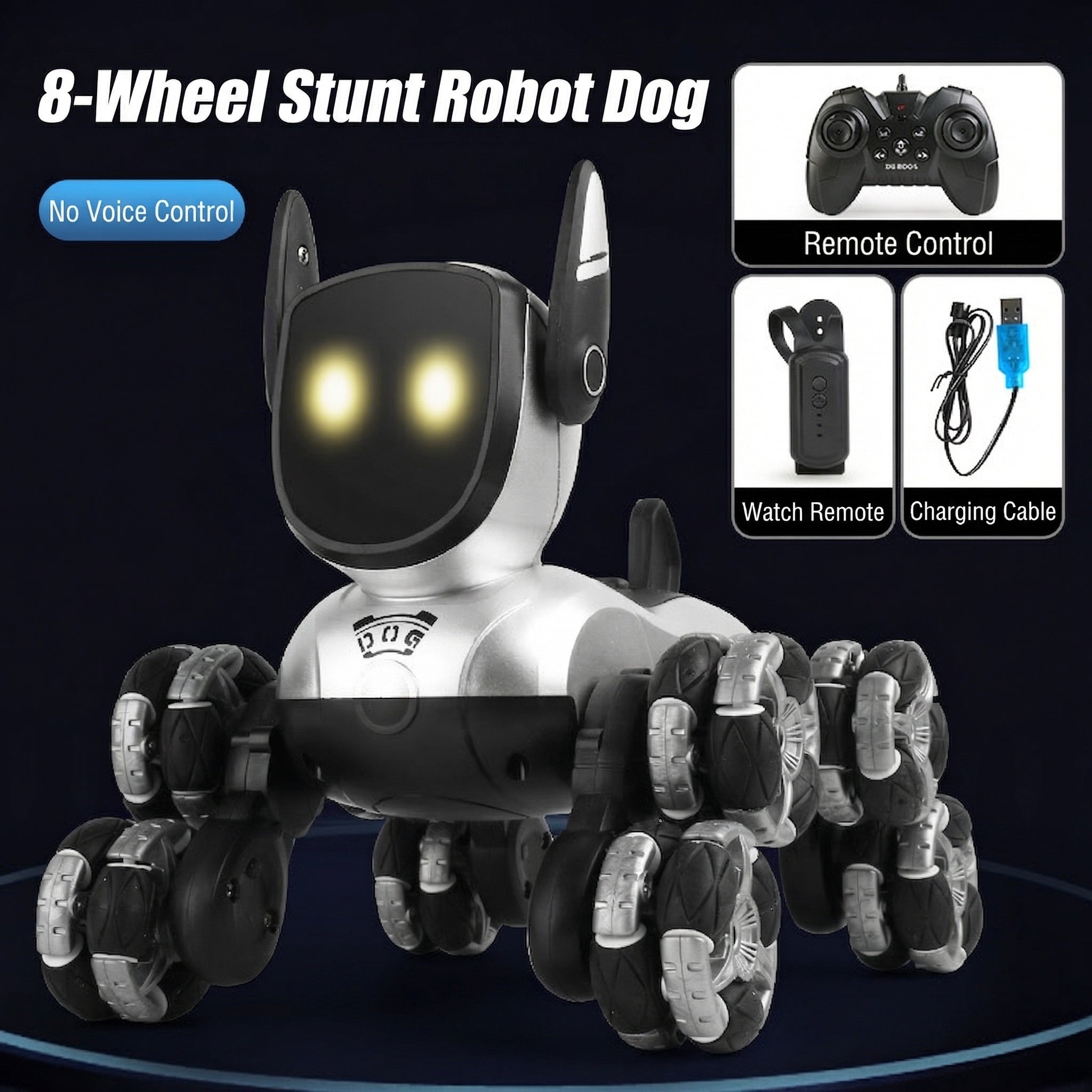 Electric RC 8-Wheel Stunt Robot Dog – Smart Voice Control, Swing Arm, Climbing & Deformation, Kids Boys Toy Gift