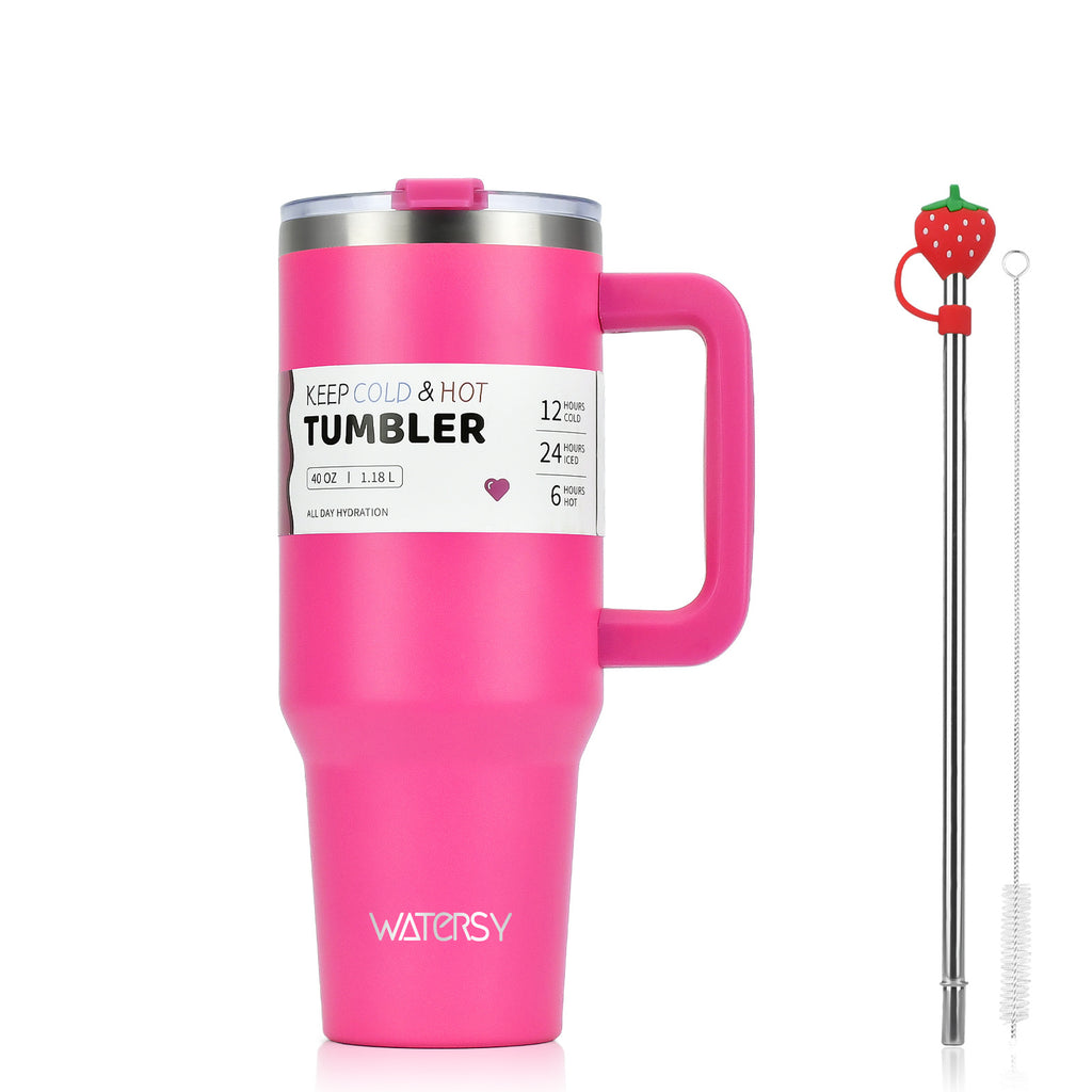 40oz Gradient Stainless Steel Insulated Car Tumbler – Ice Mug with Handle &amp; Straw 
