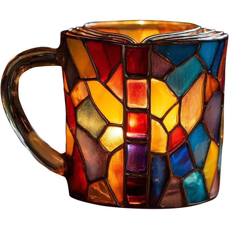 Painted Book Mug - Resin Craft Painted Book Cup | Festive Gift Personalized 3D Stacked Book Coffee Mug 