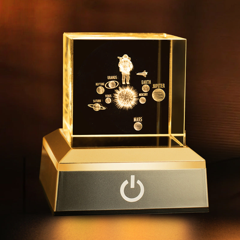 Crystal Night Light - Creative Crystal Decor Gift | Bedroom Ambient Bedside Lamp 