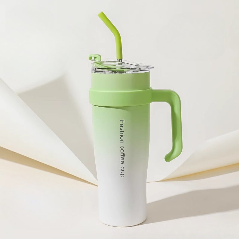 40oz Giant Insulated Car Tumbler for Women – Leakproof Straw Cup, Large Capacity Ice Coffee Mug (Aesthetic Design) 