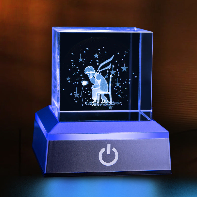 Crystal Night Light - Creative Crystal Decor Gift | Bedroom Ambient Bedside Lamp 