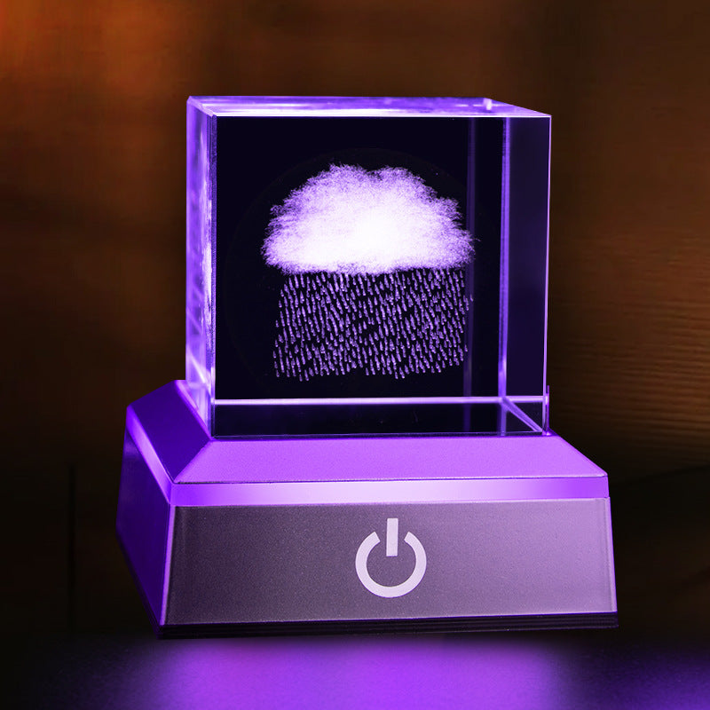 Crystal Night Light - Creative Crystal Decor Gift | Bedroom Ambient Bedside Lamp 