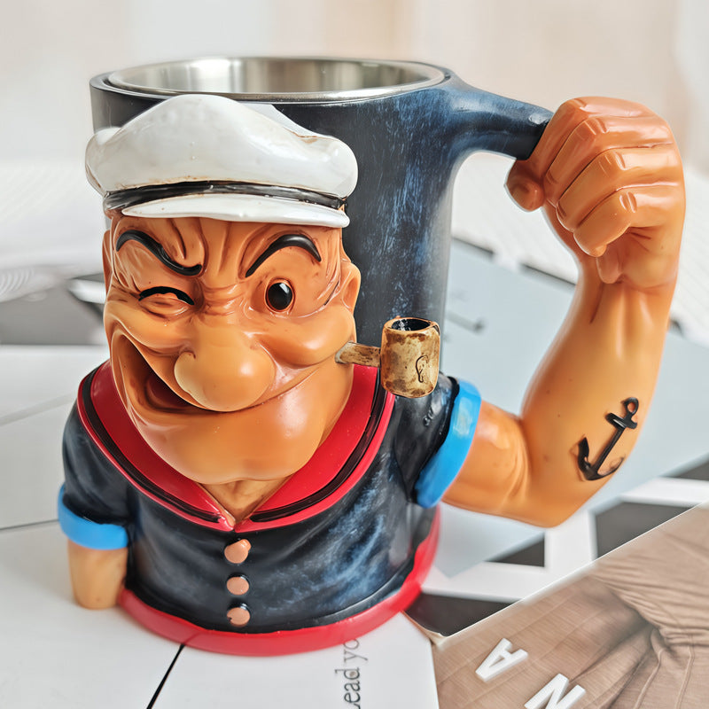 3D Popeye Power Mug - Resin Coffee Cup | Creative Art Gift 