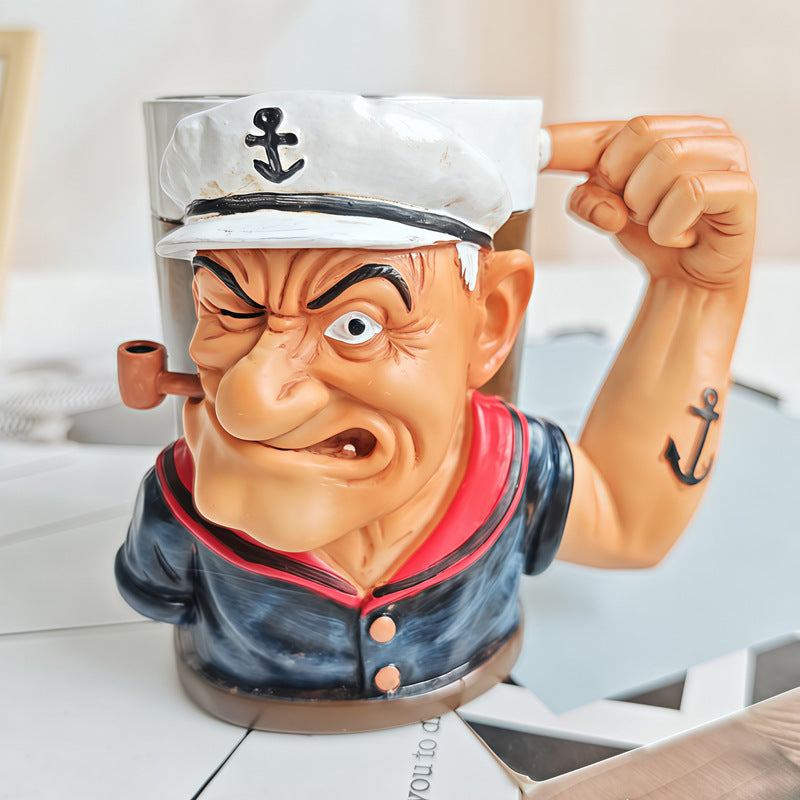3D Popeye Power Mug - Resin Coffee Cup | Creative Art Gift 