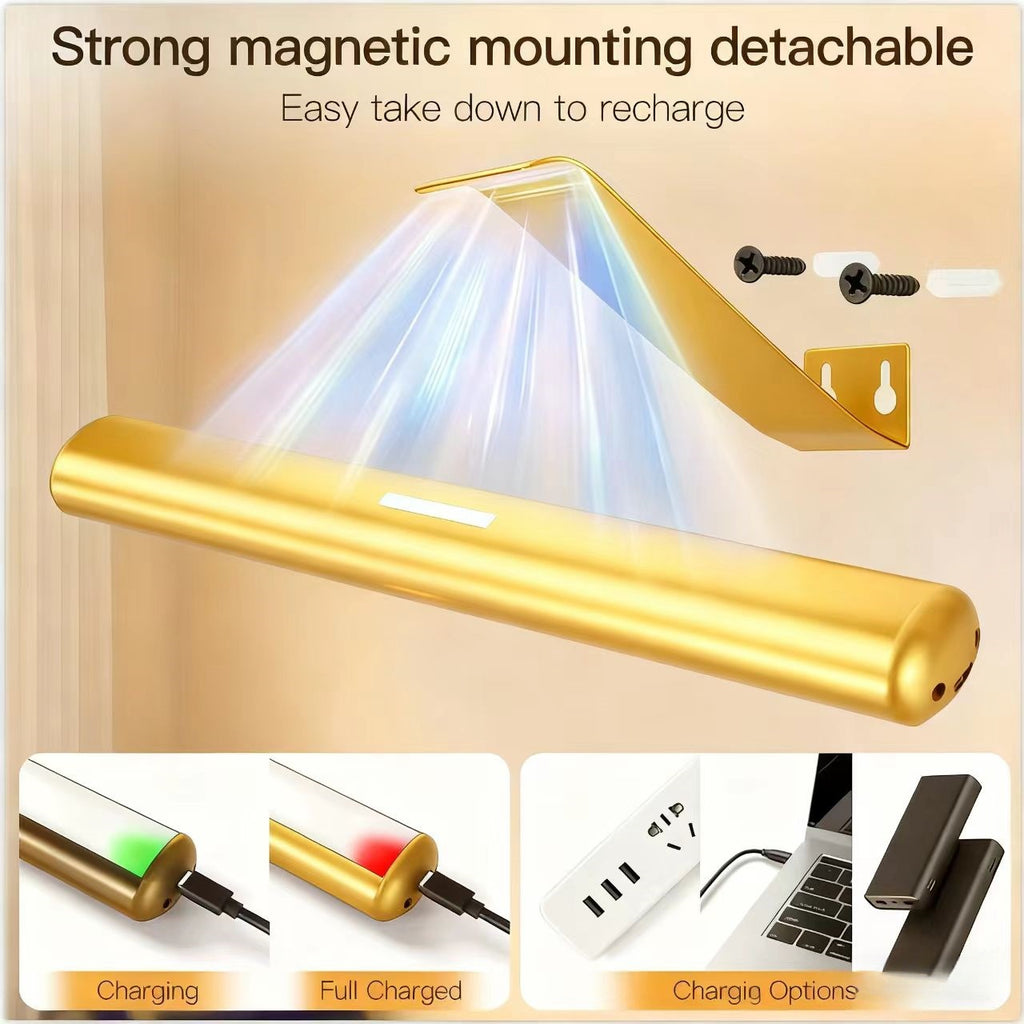No-Drill Magnetic Vanity Mirror Light – Rechargeable, Portable Makeup Lamp for Wall/Art Decor
