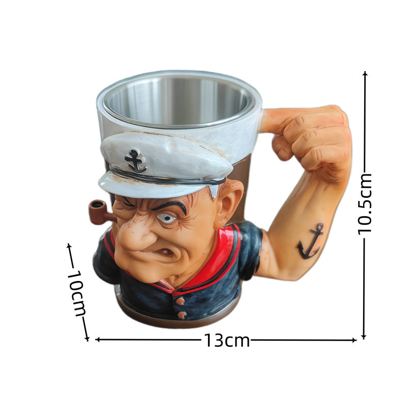 3D Popeye Power Mug - Resin Coffee Cup | Creative Art Gift 