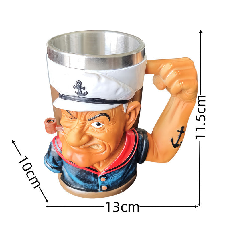 3D Popeye Power Mug - Resin Coffee Cup | Creative Art Gift 