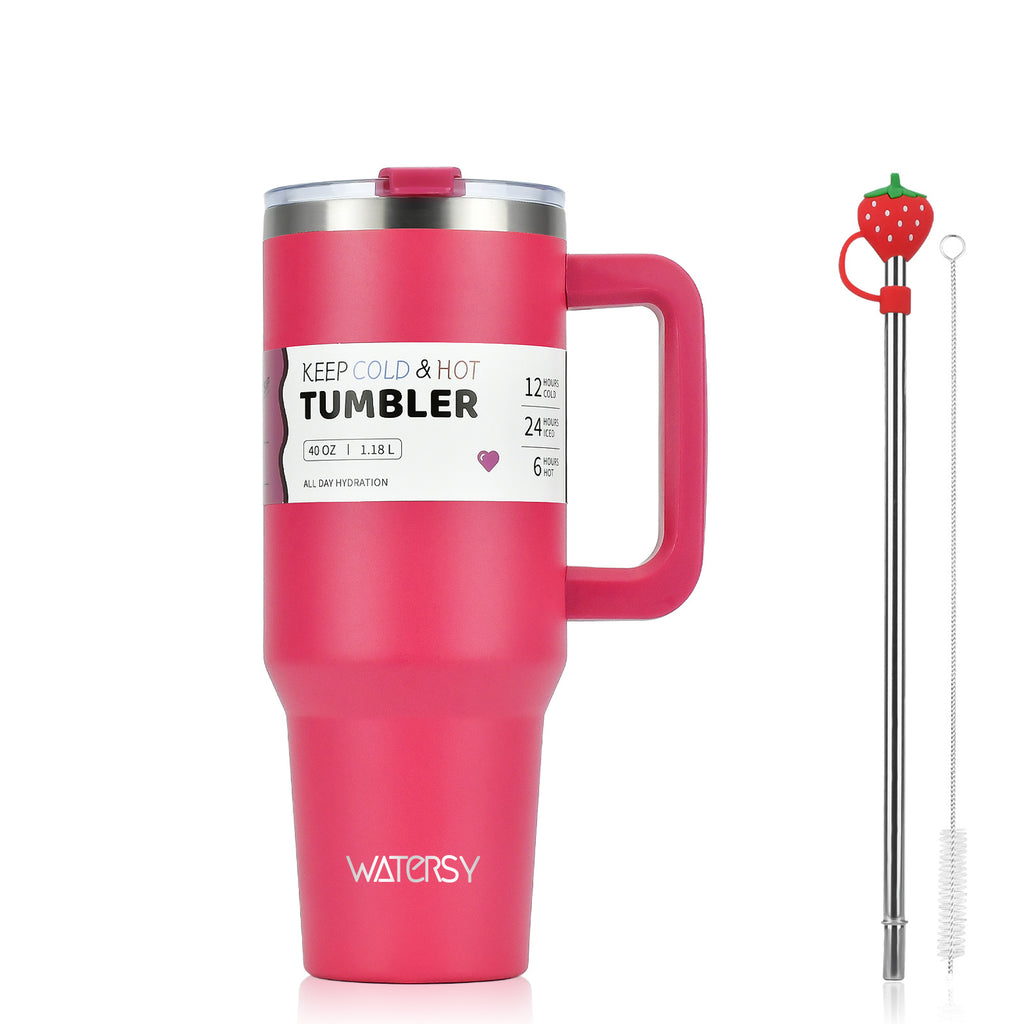 40oz Gradient Stainless Steel Insulated Car Tumbler – Ice Mug with Handle &amp; Straw 