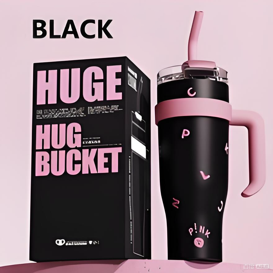 40oz Giant Insulated Car Tumbler for Women – Leakproof Straw Cup, Large Capacity Ice Coffee Mug (Aesthetic Design) 