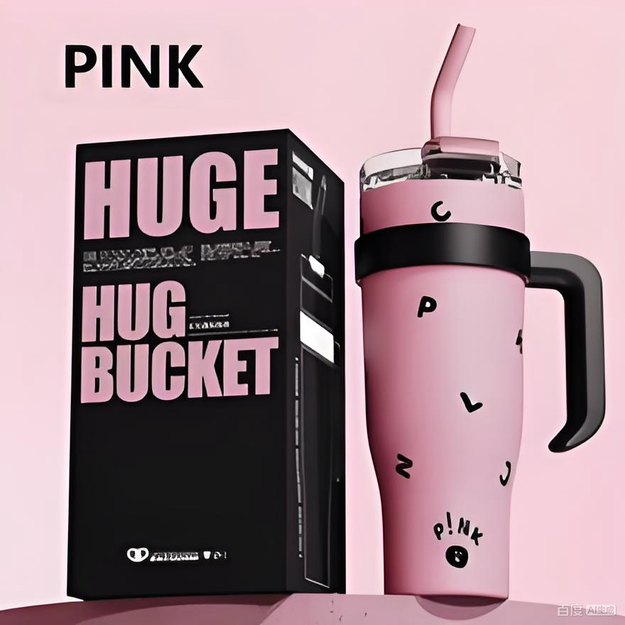 40oz Giant Insulated Car Tumbler for Women – Leakproof Straw Cup, Large Capacity Ice Coffee Mug (Aesthetic Design) 