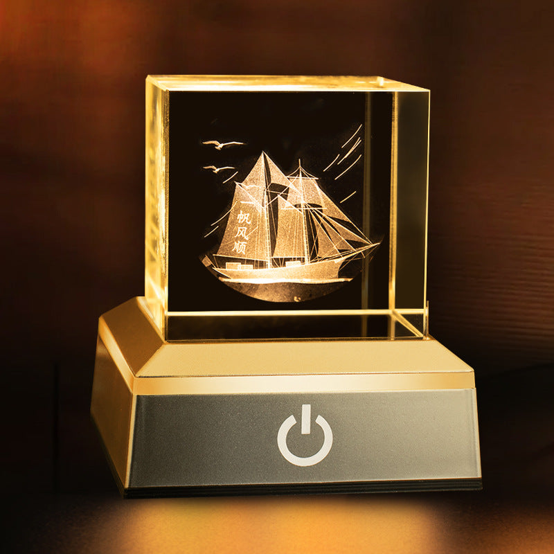 Crystal Night Light - Creative Crystal Decor Gift | Bedroom Ambient Bedside Lamp 