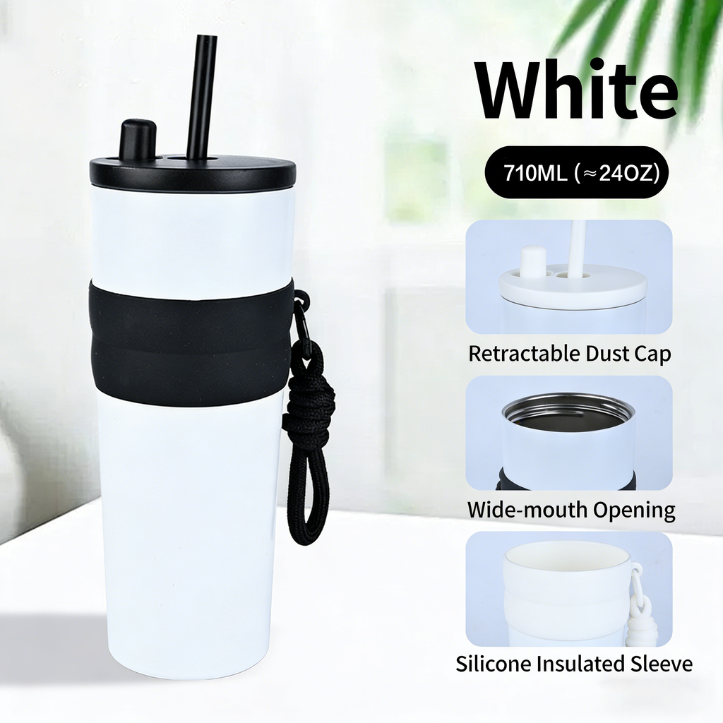 New 316 Stainless Steel Giant Insulated Tumbler with Straw – 1.25L Portable Coffee/Ice Water Bottle