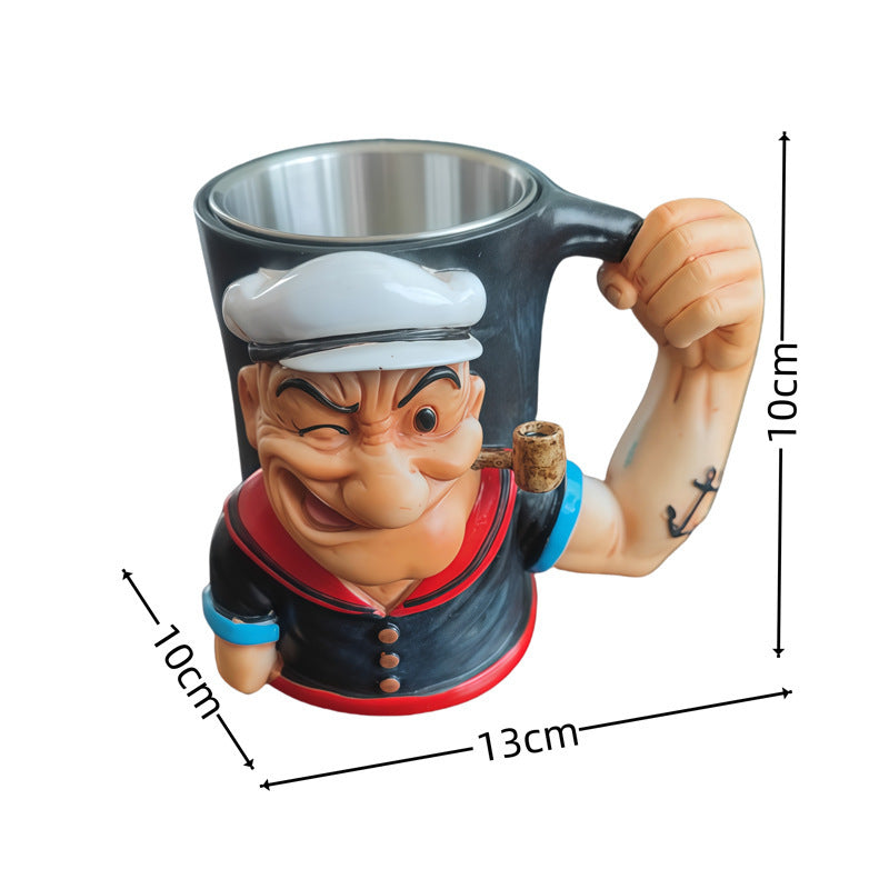 3D Popeye Power Mug - Resin Coffee Cup | Creative Art Gift 