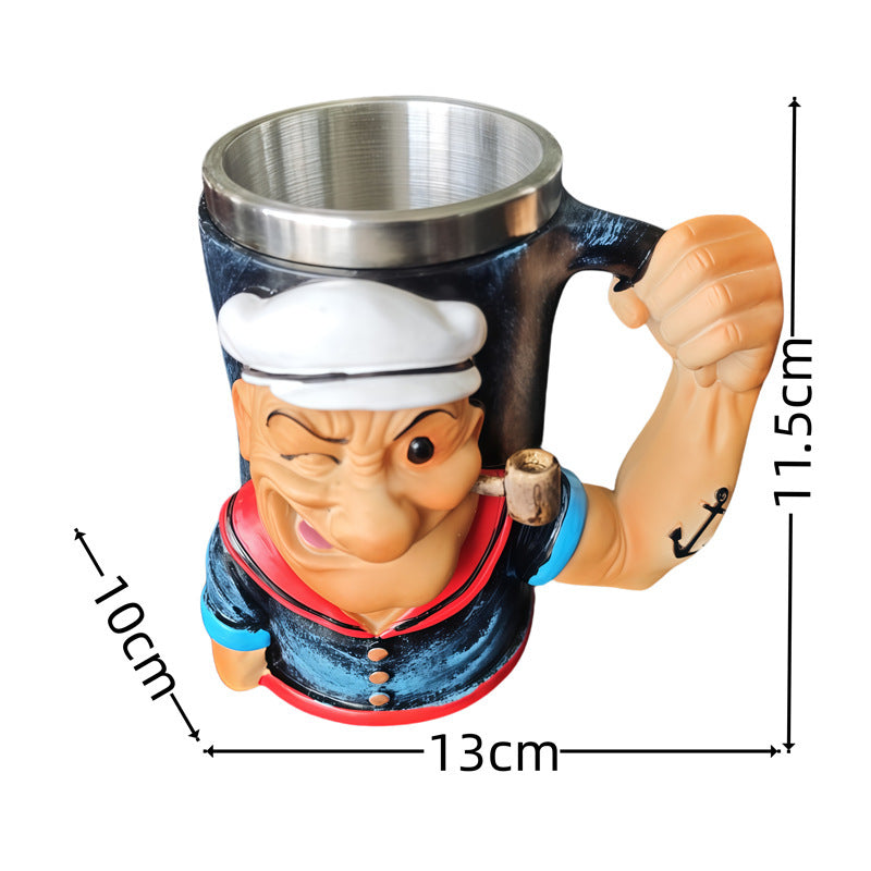 3D Popeye Power Mug - Resin Coffee Cup | Creative Art Gift 