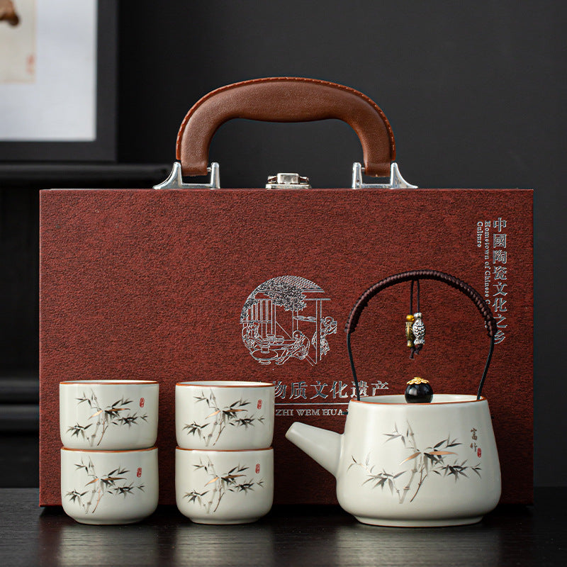 Enamelware Oriental Tea Set | Luxury Gift Box for Chinese New Year &amp; Housewarming