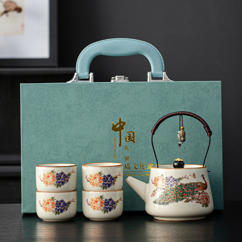 Enamelware Oriental Tea Set | Luxury Gift Box for Chinese New Year &amp; Housewarming