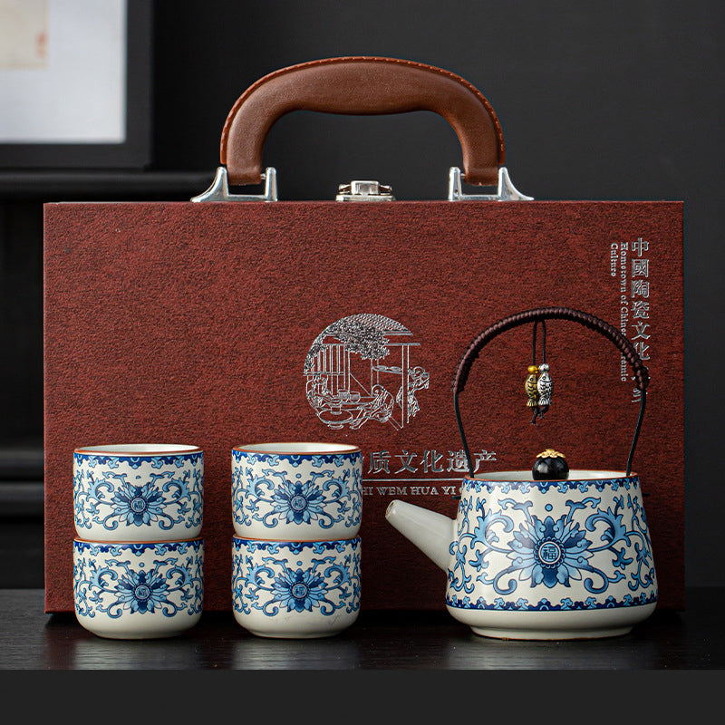 Enamelware Oriental Tea Set | Luxury Gift Box for Chinese New Year &amp; Housewarming